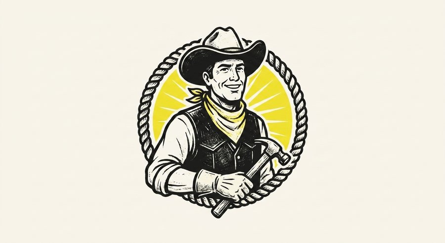 Circular badge wrangler emblem